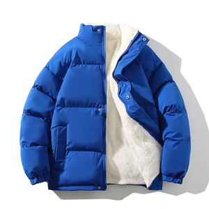 Canvas Stand Collar Front Logo <b>Thick</b> <b>Fleece</b> Winter Outdoor Men's Plus Size Puffer <b>Jacket</b> High Quality - Product Image 2