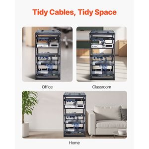 Rack di Rete Open Frame 20U con 4 Montanti, Montaggio a Parete o a Pavimento, Profondità 23 Pollici, Ripiani Ventilati Rinforzati - Product Image 6