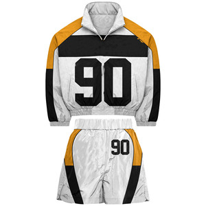 Premium 160 GSM nylon windbreaker set black <b>grey</b> panels custom logo screen print sublimation plus size - Product Image 3