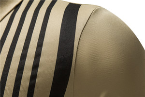 เสื้อถักลายทางบล็อกสีแฟชั่นผู้ชาย |   แขนสั้นสำหรับใส่คอกลม ป้องกันรอยยับ สวมใส่สบายในฤดูร้อน - Product Image 4