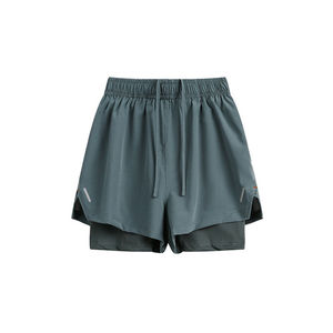 OEM Men's Solid Polyester Running Shorts Double <b>Layer</b> Breathable Eco-Friendly Drawstring Closure <b>Mid</b> Waist Quick Drying High - Product Image 3