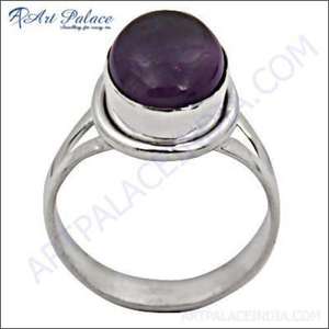 Elegant Fancy Silver <b>Ring</b> with Amethyst Gemstone Cabochon Famous Design High Quality <b>Fine</b> <b>Rings</b> - Product Image 1