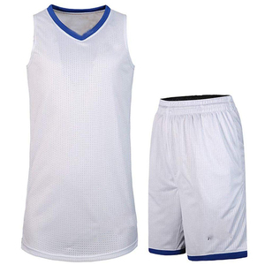 Conjunto de camiseta de baloncesto de malla con cuello en V, camiseta sin mangas con pantalones cortos de cintura elástica, ropa deportiva transpirable para adultos, Unisex, color blanco - Product Image 1