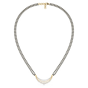 Collier chaîne traditionnel à double rang de perles noires et diamants en arc - Product Image 5