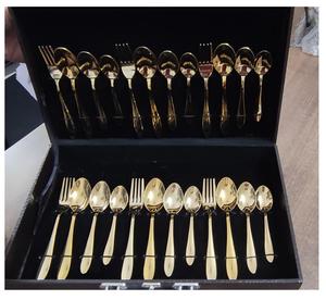 Juego de Cubiertos de Acero Inoxidable Dorado Moderno de 24 Piezas, Lujoso, Ecológico, Duradero, Apto para Lavavajillas, con Caja de Presentación - Product Image 3