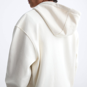 Sweat-shirt à capuche blanc pour homme, coupe classique, 300g, écologique, 100% coton molletonné, vêtement d'hiver décontracté, avec poche - Product Image 5