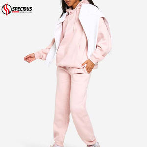 Survêtements à capuche personnalisés en polaire pour femme, couleur unie, décontractés, à manches longues, coupe oversize, épais, respirants, écologiques, 100 % coton - Product Image 4