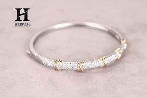 Brazalete con Incrustaciones de Diamantes, Brazalete Articulado de Dos Tonos en Oro de 14K/18K y Plata para Mujer - Product Image 4