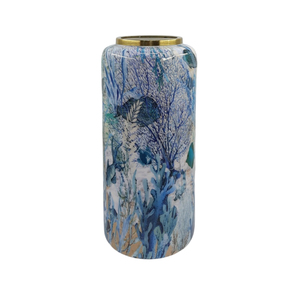 Atractivo Florero de Hierro con Diseño de Flores Blancas y Verdes, Florero Decorativo para Fiestas y Eventos - Product Image 6