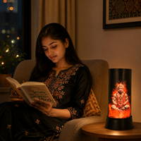Lampu Meja LED Hanuman 3D Ilusi Cahaya Malam Dekorasi Religius Hindu Lampu Meja Dekoratif Spiritual Hadiah Kuil Diwali Dekorasi Rumah