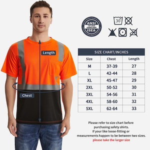 Polo de sécurité réfléchissant avec bandes réfléchissantes Classe 2, T-shirt orange haute visibilité, manches courtes, personnalisable - Product Image 6