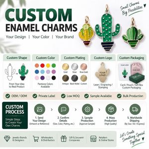 Dijes de Esmalte para Hacer Joyas con Lindos Colgantes de Cactus y Plantas Verdes para Manualidades de Pulseras y Collares - Product Image 4