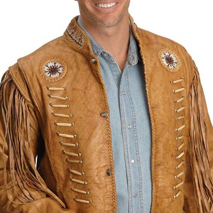 Chaqueta vaquera de gamuza larga para hombre con flecos, personalizada, transpirable y de ajuste holgado - Product Image 3