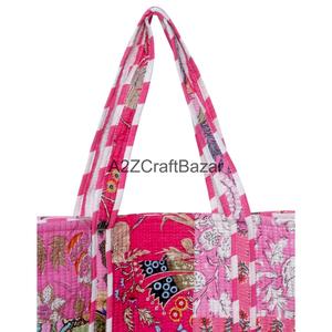 Eco-Friendly Cotton Quilted Long Handle <b>Large</b> Tote <b>Bag</b> for Women Handmade in Rajasthan for <b>Beach</b> Travel & Daily Use - Product Image 2