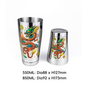 พิมพ์ลายสติ๊กเกอร์ตามสั่ง โล่ง 850+550 มล. บอสตันเชคเกอร์ สแตนเลส SS304 กระป๋องน้ำหนักถ่วงสำหรับบาร์เทนเดอร์  เครื่องผสมค็อกเทล - Product Image 2