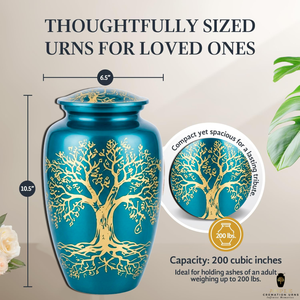 Urna Funeraria para Cenizas de Adultos, Diseño Árbol de la Vida, Estilo Europeo, Ecológica, Duradera, Decoración Conmemorativa - Product Image 4
