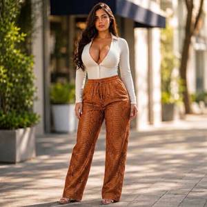 Snake Pattern Women's Leather Pants, Exotic Style <b>Trousers</b> Evening <b>Trousers</b> Easy Relaxed <b>Trousers</b> - Product Image 3