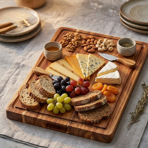 Bandeja de Servir de Madera Ecológica con Ranura para Jugo |   Tabla de Cortar Multiusos de Madera Maciza para Cocina |   Seguro para alimentos y de larga duración - Product Image 3