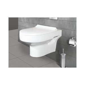 Inodoro suspendido de cerámica blanca de alta resistencia, diseño moderno tipo Kortik, 545x360x340mm, sanitario para baño comercial. - Product Image 4