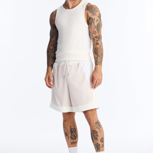 Shorts de sport pour hommes, mi-long, avec cordon de serrage, en toile 100% polyester, maille respirante, séchage rapide, sexy, plage, fitness, entraînement, extérieur, décontracté - Product Image 3