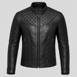 <b>Men's</b> Full Grain Genuine <b>Leather</b> Cafe Racer <b>Jacket</b> Premium Motorcycle Style Luxury Fashion Outerwear with Modern Fit - Product Image 1