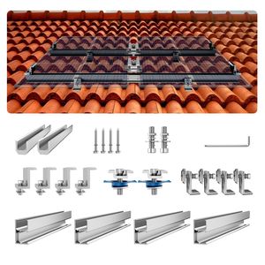Kit de montage de panneaux solaires, 4 rails en aluminium de 30 pouces, 4 colliers de serrage d'extrémité et 2 colliers de serrage souples, système de fixation pour panneaux solaires - Product Image 5