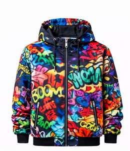 Ensemble de survêtement unisexe hiver 2026 Discover-Impex, imprimé graffiti coloré, 100 % coton, veste à capuche personnalisée par sublimation - Product Image 2
