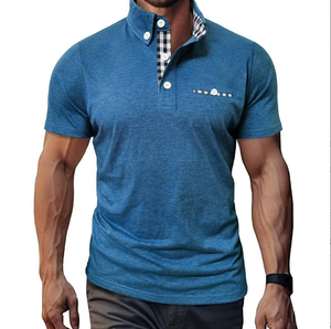 Chemise décontractée pour homme en coton tissé uni à manches courtes et tissu doux - Product Image 6