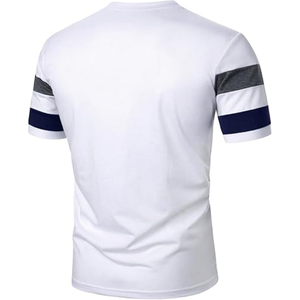 Camiseta de manga corta con bloques de color para hombre, cuello redondo informal, top moderno de moda para verano - Product Image 3