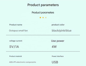 Ventilador Portátil Plegable de Escritorio Octopus Mini sin Aspas, 4 Velocidades, para Cochecito - Product Image 6