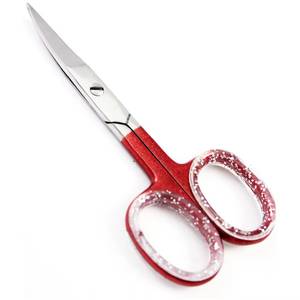 Manicure Scissors Stainless Steel Sharp Blade <b>Red</b> <b>Glitter</b> Handle Beauty Tools for Nail Care Adults Round Hole Design - Product Image 1
