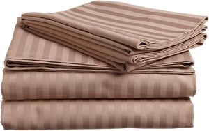 Premium Woven European American Style 4-Piece Satin Stripes <b>Sheet</b> Set with 300tc Thread Count Customizable for Home Hotel Use - Product Image 3