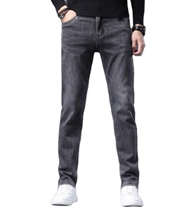 Jeans de Hombre de Alta Calidad para Primavera/Otoño, Mezcla de Spandex/Algodón, Color Índigo, Estilo Desgastado, Lavado Oscuro, Cierre de Cremallera - Product Image 1