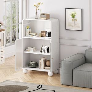 Mobiletto da Bagno Autoportante Alto 115 cm con Anta in Vetro e Ripiani, Arredamento Moderno per Esposizione e Organizzazione - Product Image 6