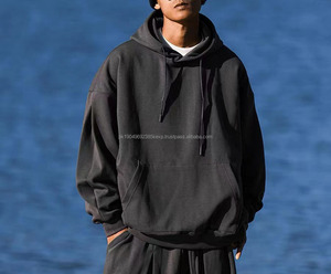 Sweat à capuche mode épaules dénudées pull-over lourd couleur unie à capuche sweats à capuche amples Logo imprimé blanc vêtements de travail de grande taille - Product Image 2