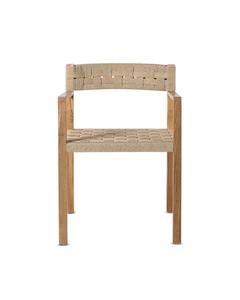 Chaise de salle à manger minimaliste en teck massif avec assise en corde naturelle – Style nordique, mobilier pour restaurant, café, hôtel - Product Image 3