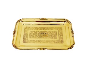 High Grade <b>Gold</b>-Coated Aluminum Luxury Classic Handmade Customizable <b>Serving</b> <b>Tray</b> Unique Decorative <b>Serving</b> <b>Tray</b> - Product Image 1