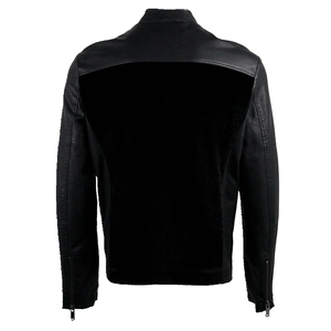 Men's Slim Fit Faux Leather <b>Waterproof</b> Cafe Racer Motorcycle <b>Jacket</b> Front Ribbed Moto Biker Zip-Up Winter Streetwear - Product Image 2