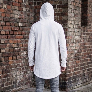 Sweat-shirts personnalisés OEM pour hommes, style streetwear, très demandés, avec fermeture éclair latérale, ourlet incurvé et évasé, blanc uni, 100% coton - Product Image 4