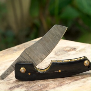 Couteau à découper pliant artisanal en acier Damas A&M Enterprises avec manche noir et étui en cuir – Couteaux de survie et de chasse en gros - Product Image 3