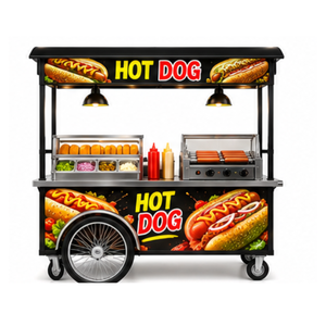 Chariot à hot-dogs mobile avec plaque chauffante, chariot de restauration en acier inoxydable - Product Image 3