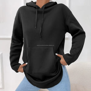 เสื้อสวมหัวแขนยาวสำหรับผู้หญิงผ้าฟลีซมีฮู้ดผ้าย้อมสีเป็นกรดย้อมด้านหน้าผ้าคอตตอน100% ออกแบบได้ตามที่ต้องการระบายอากาศได้ดี - Product Image 1