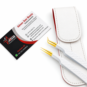 Pinzas para Extensión de Pestañas de Acero Inoxidable Dorado Blanco, Probadas a Mano, Agarre Suave, Logotipo Personalizado, Pinzas ASB - Product Image 3