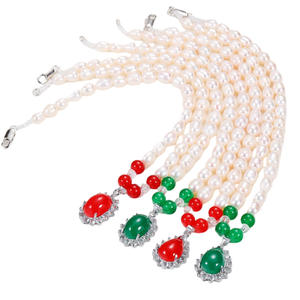 Collier en perles d'eau douce de 8 mm en gros, petit pendentif en forme de goutte, chaîne de mère, bijoux - Product Image 5