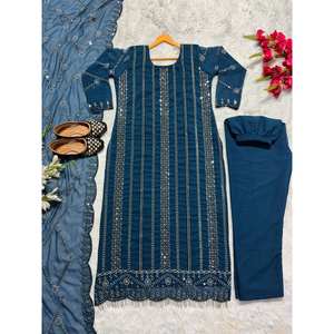 Conjunto de ropa de fiesta para mujer de diseñador Pantalón superior largo Dupatta en estilo elegante - Product Image 1