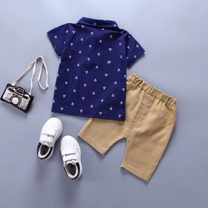 Ensemble de vêtements d'été en coton pour bébé et tout-petit, t-shirt et short, tenue pour petit garçon, motif gentleman, deux pièces - Product Image 5