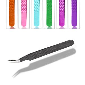 Pinces à épiler professionnelles en acier inoxydable avec grip diamanté pour extensions de cils, logo personnalisé, pinces à cils individuelles avec logo personnalisé - Product Image 4
