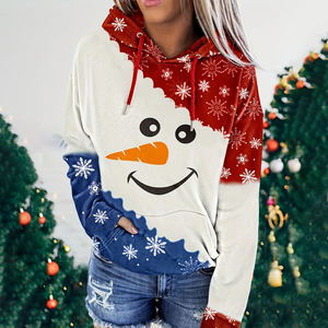 Sudadera con capucha estampada de Navidad para mujer, de invierno y otoño, con doble capucha y cordón, manga larga, blusa holgada - Product Image 4