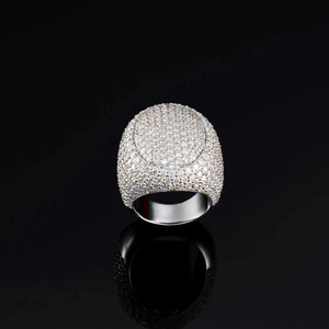 <b>Large</b> Brilliant Cut Diamond Hip Hop Cluster <b>Rings</b> 925 Sterling Silver Rhodium Plated Unisex Wedding Engagement Anniversary Party - Product Image 3