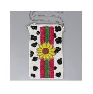 Beaded Sunflower <b>Coin</b> <b>Purse</b> With Black Dots Zipper Closure Mini Size Handmade Creative Unisex Style - Product Image 4